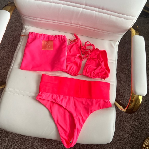 Swim suit customs Jia-Atelier medium used once neon pink - Picture 4 of 6